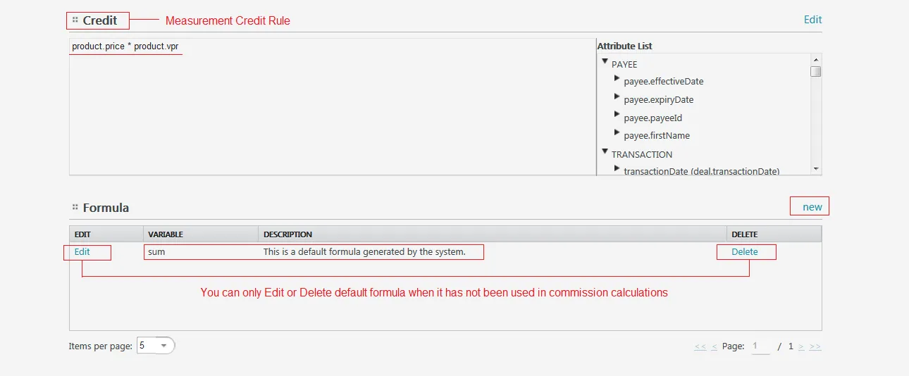 Default Formula: Click Edit to Customize the Default Formula