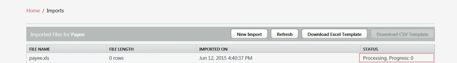 Monitoring Progress of the Import Status