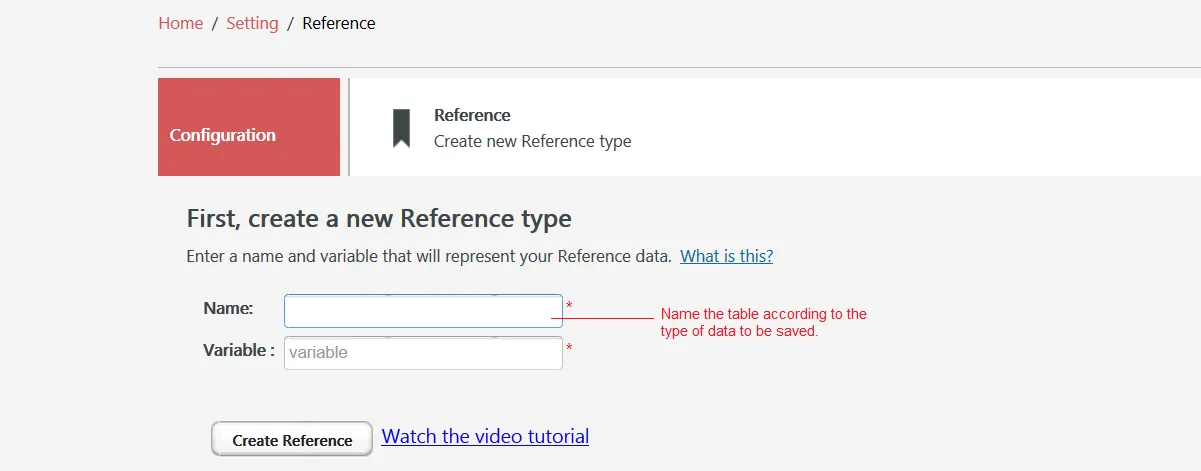Create a New Reference Table