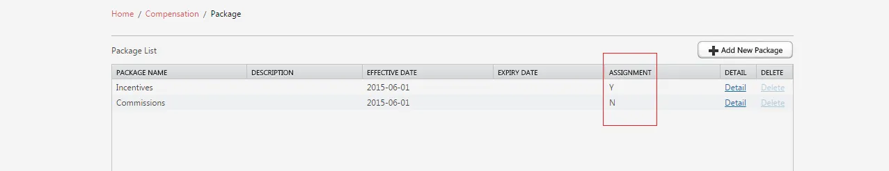 Payee Assignment Indicated by Y or N