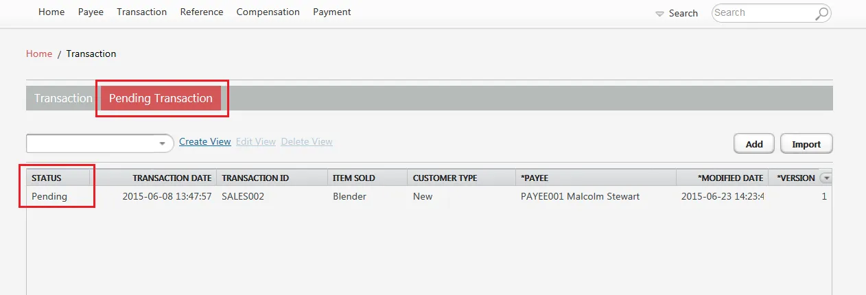 With Transaction Privilege Regular Users can Add/Import Transaction Data